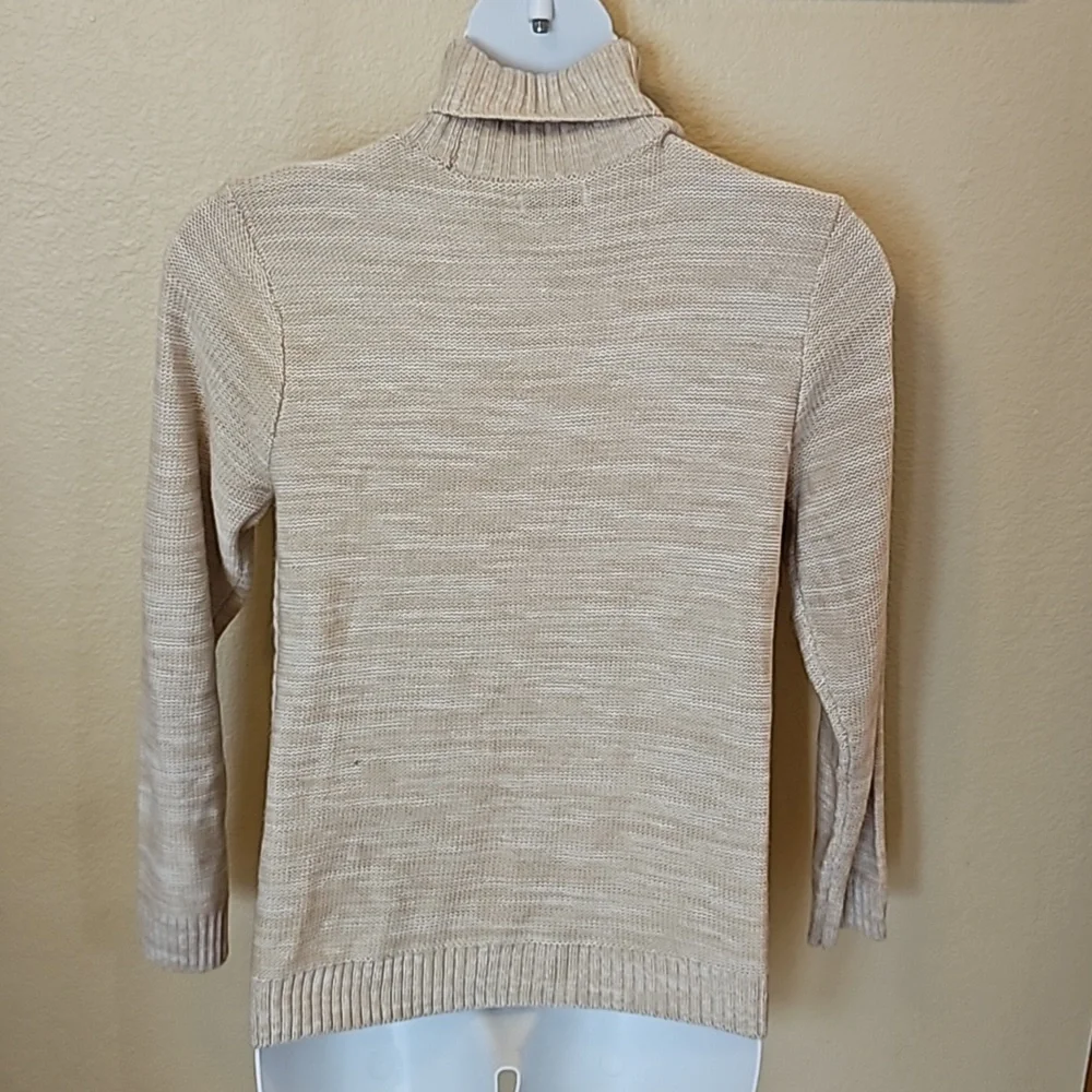 Croft & Barrow L Beige Cream Knit Cowl Neck Pullover Sweater D-2208